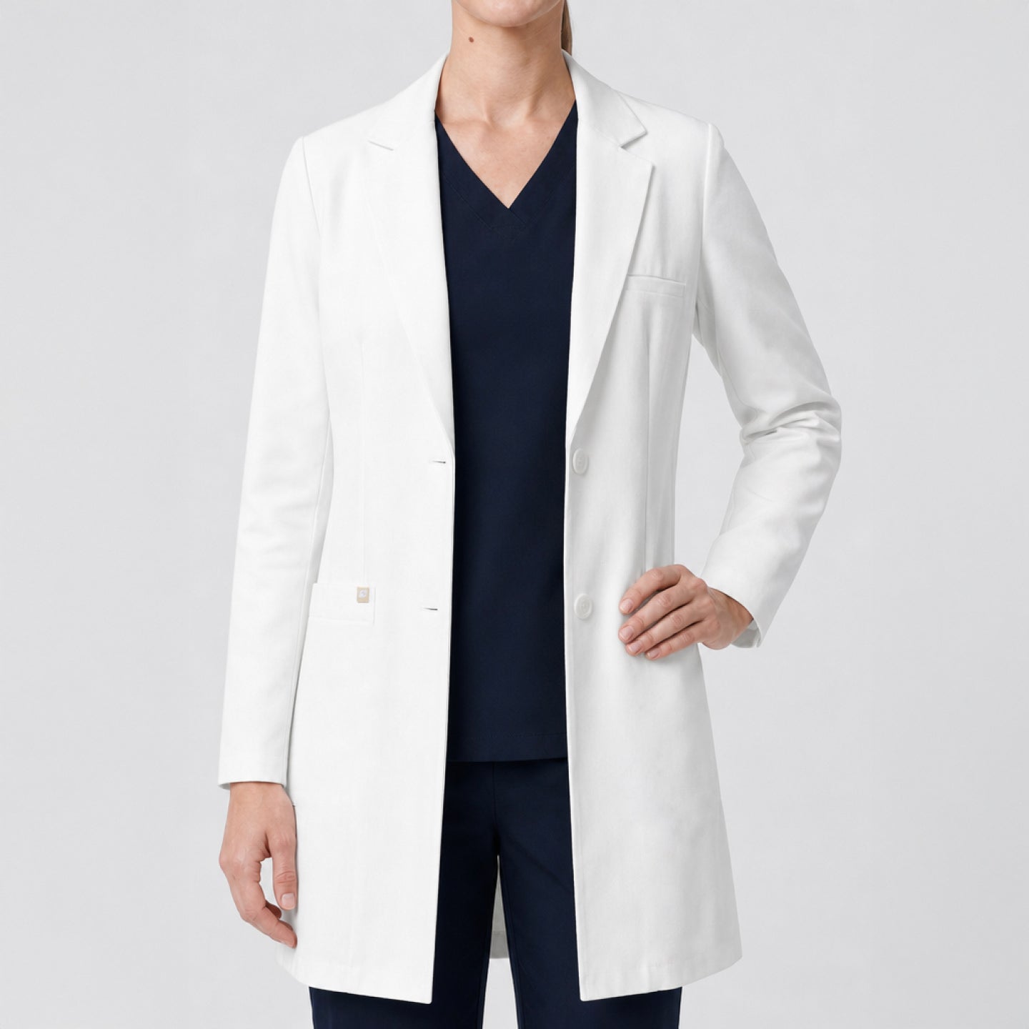Image of Zenir | Structured Nuevo Long Lab Coat LCW-204 - Ivory White