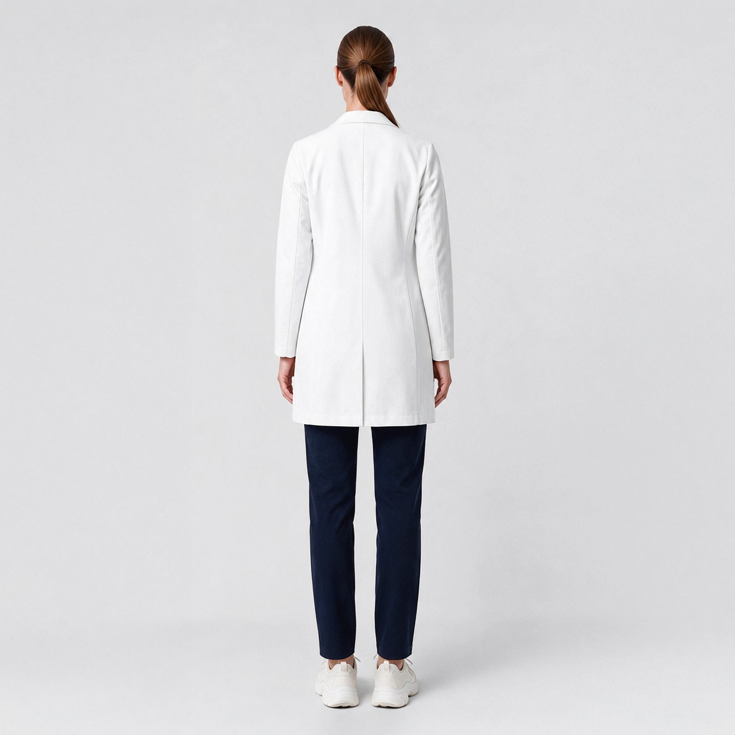 Image of Zenir | Structured Nuevo Long Lab Coat LCW-204 - Ivory White