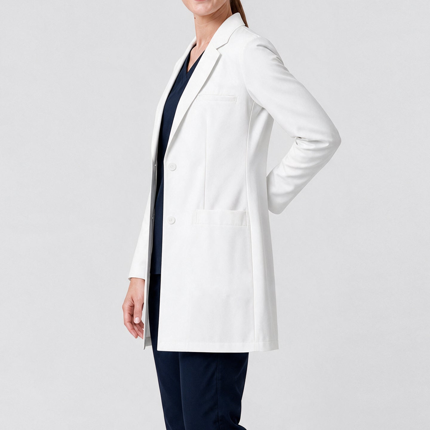 Image of Zenir | Structured Nuevo Long Lab Coat LCW-204 - Ivory White