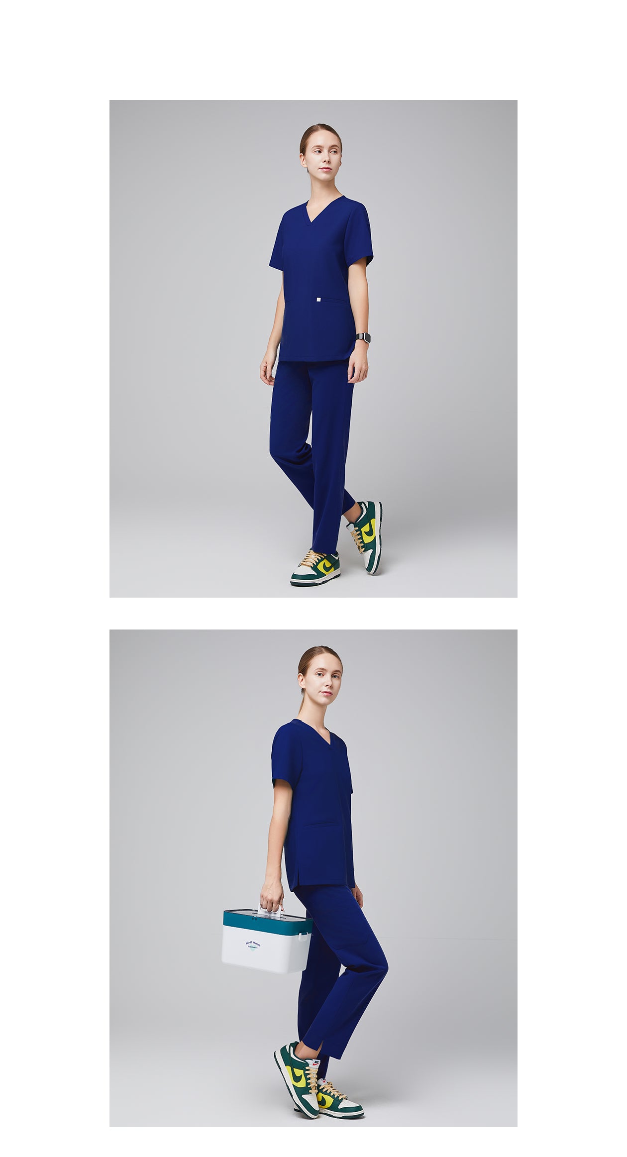 Zenir | Women's Straight Split Hem Scrub Pants - Admiral Blue