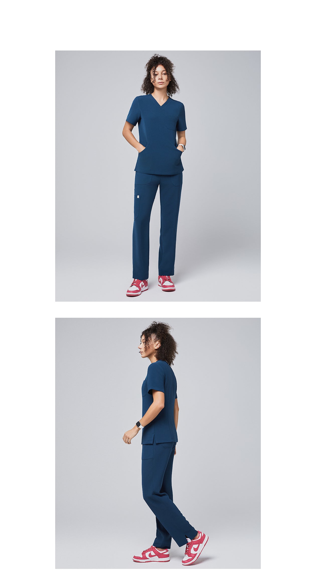 Zenir | Women's Split Hem Scrub Pants - Dark Blue