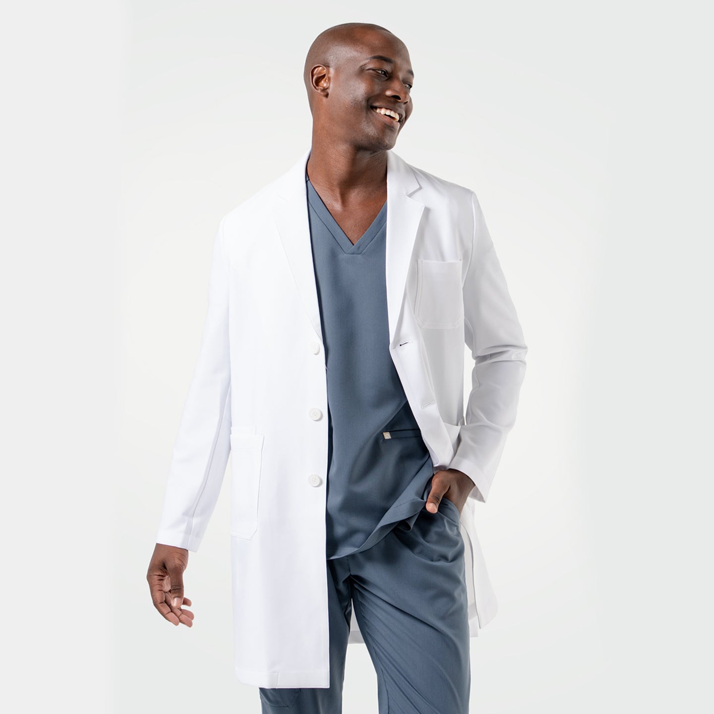 Zenir | Men's Standard Long Lab Coat LCM-101 - White