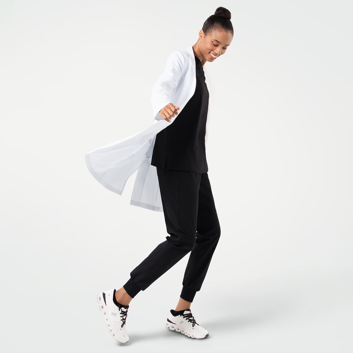 Image of Zenir |  Women's Straight Long Lab Coat LCW-102 - White