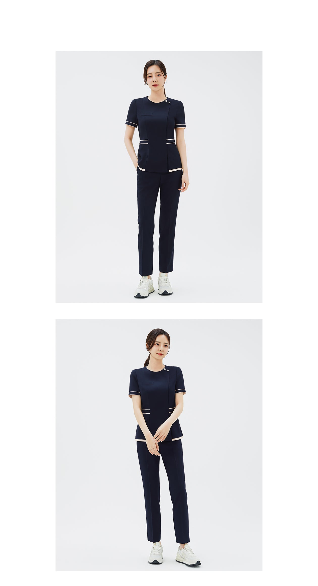 TUL | NCS-07 Women's Ivory Dual Tone Office Top - Stretch Navy – Zenir