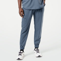 Image of Smoky Blue StretchFit jogger scrub pants shown from the front