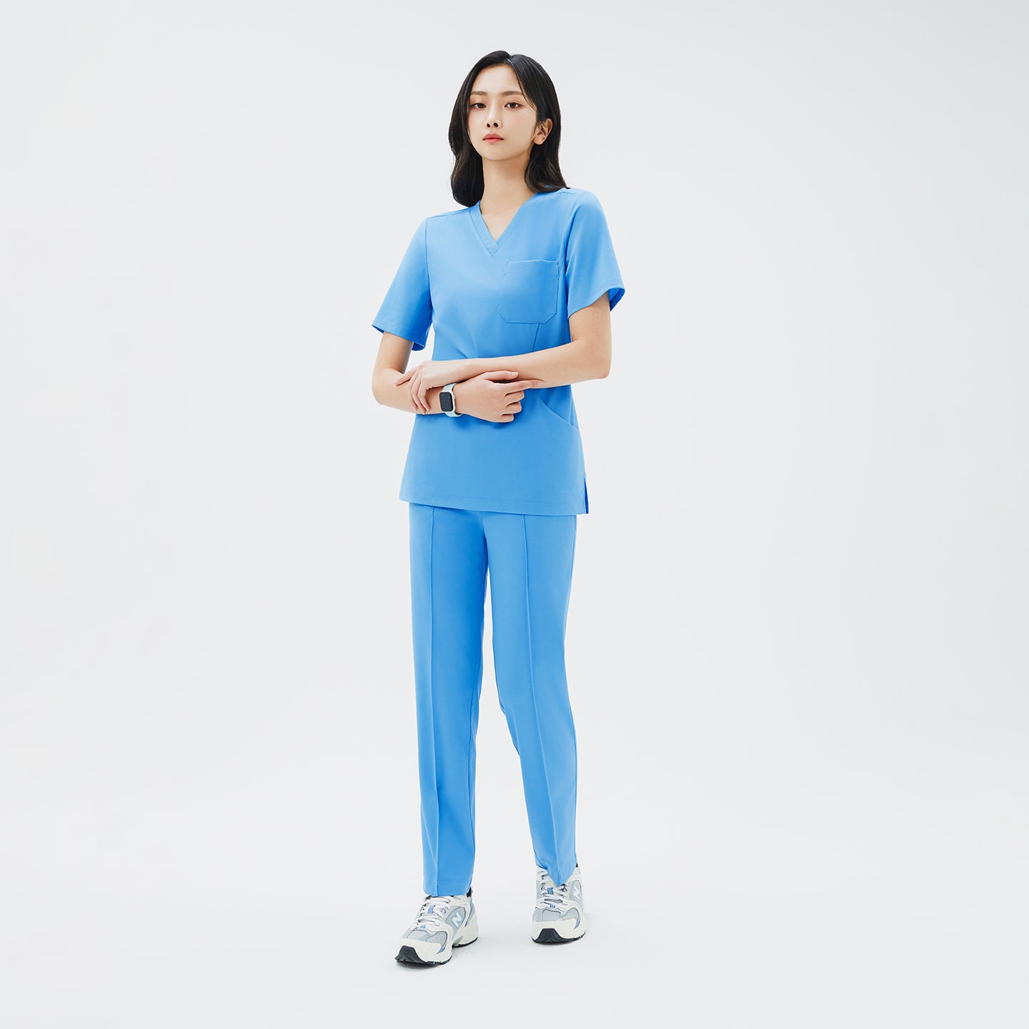 Image of Paired with a matching scrub top, the Aqua Blue Premium Banding Scrub Pants deliver a unified and modern aesthetic.