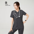 TUL | OS-228 Women's Snap-Zip Scrub Top - Charcoal Gray