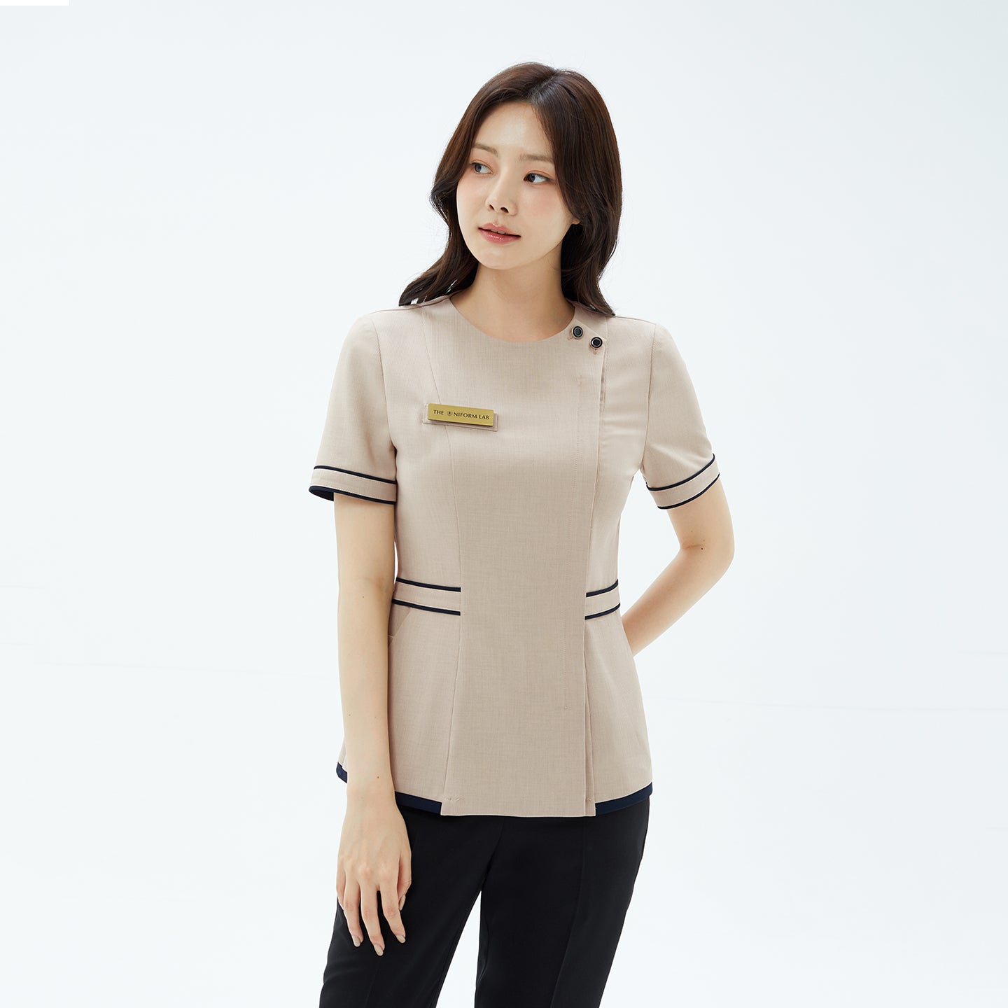 Image of TUL | NCS-12 Women's Black Dual Tone Office Top - Beige