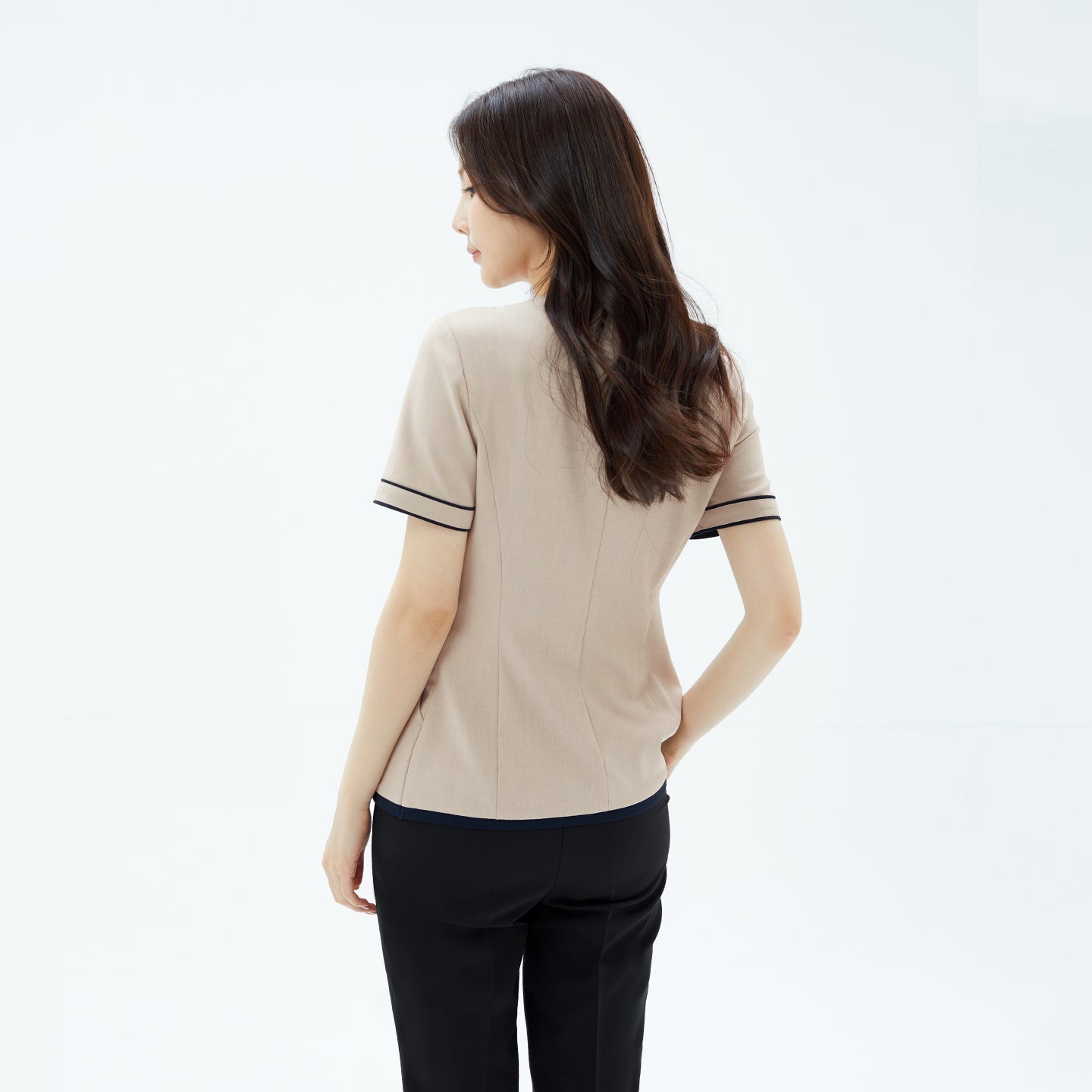 Image of TUL | NCS-12 Women's Black Dual Tone Office Top - Beige