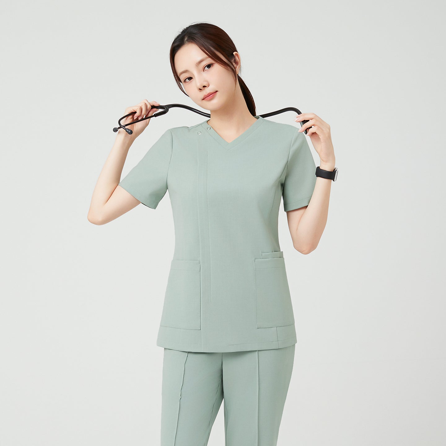 The Soft Mint OS-227 set blends calm elegance with modern functionality. Its refreshing mint shade offers a clean and composed look, while the structured fit and subtle stretch ensure all-day comfort. Designed for professionals who value both style and ease of movement.