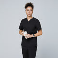 Zenir | Women's Shoulder Button Scrub Top - Eco Black