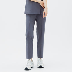 Image of Front view of TUL Women's Premium Banding Pants in Blue Gray, featuring a sleek seam design and tailored fit.