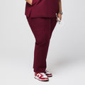 Zenir | Women's Zipper Pocket Split Hem Scrub Pants - Burgundy