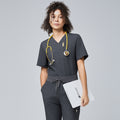 Zenir | Women's 3-Pocket Scrub Top - Charcoal Gray