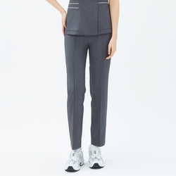 Image of Front view of TUL Women's Premium Banding Pants in Chacoal Gray, highlighting the straight-leg design and tailored seams.