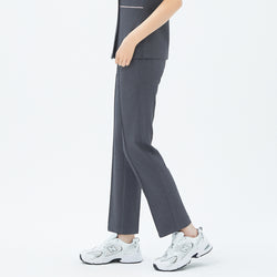 Image of Side angle of TUL Women's Premium Banding Pants in Chacoal Gray, showing the sleek fit and comfortable stretch fabric.