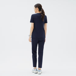Image of Back view of TUL Women's Premium Banding Pants in Classic Navy, emphasizing a tailored fit and high-quality fabric construction.