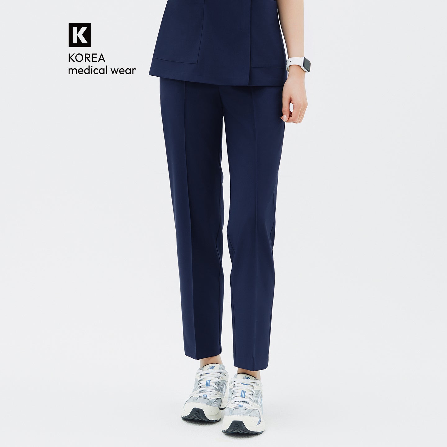 Image of Front view of TUL Women's Premium Banding Pants in Classic Navy, highlighting a tapered leg and comfortable waistband.