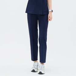 Image of Front view of TUL Women's Premium Banding Pants in Classic Navy, highlighting a tapered leg and comfortable waistband.