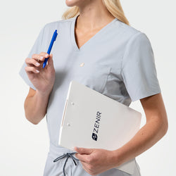Image of Zenir | Women's Single Pocket Scrub Top - Cool Gray