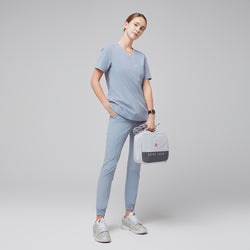 Image of Zenir | Women's Single Pocket Scrub Top - Cool Gray