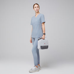 Image of Zenir | Women's Single Pocket Scrub Top - Cool Gray