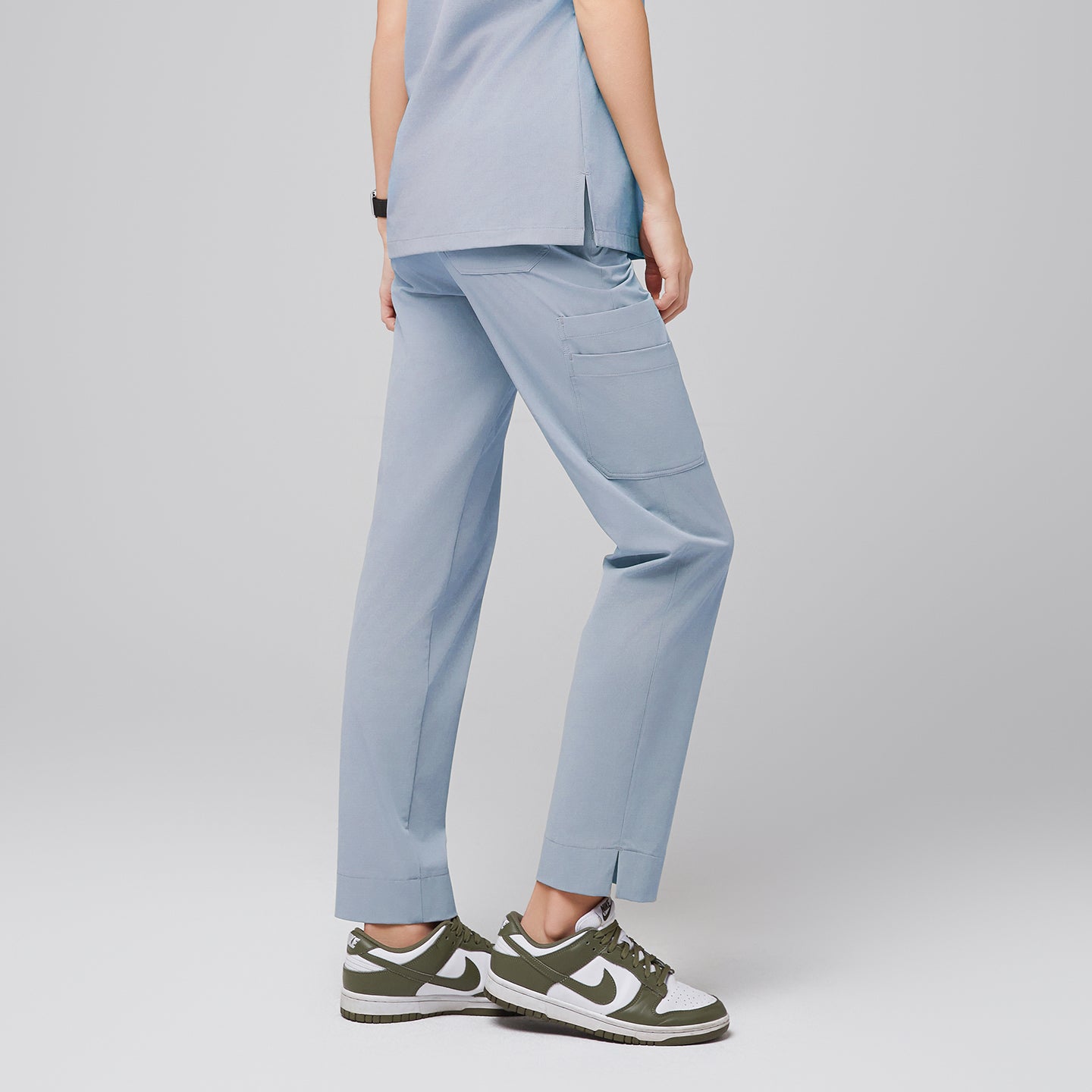 Image of Cool Gray Straight Split Hem Scrub Pants designed with a relaxed straight fit and ankle slit, offering clean lines and flexible comfort for daily wear.