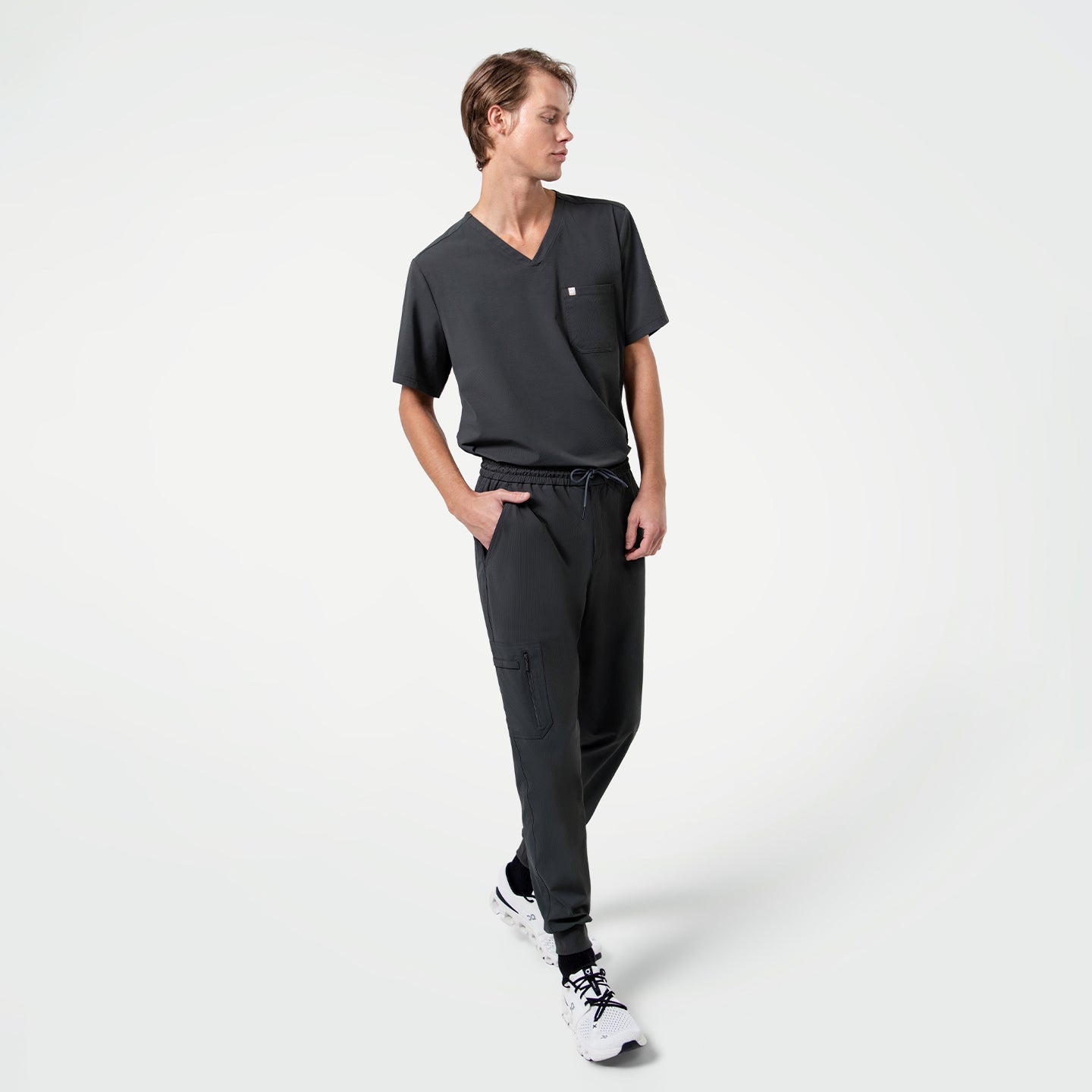 Zenir | Men's Single Pocket Scrub Top - Deep Gray