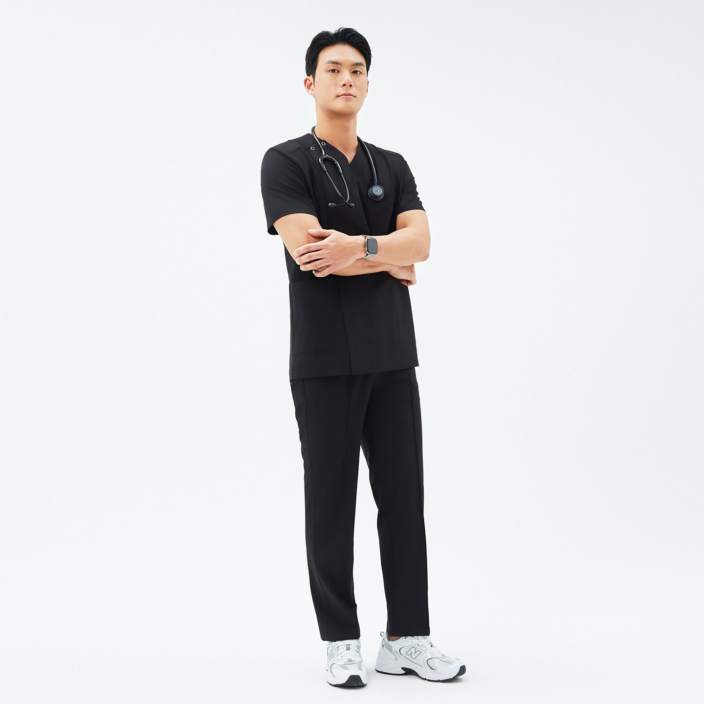 Image of Side angle of TUL Men’s Premium Banding Pants in Eco Black, emphasizing the straight-leg design and durable construction.