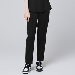 Image of Front view of TUL Women's Premium Banding Pants in Eco Black, featuring a slim, tailored cut and comfortable waistband.