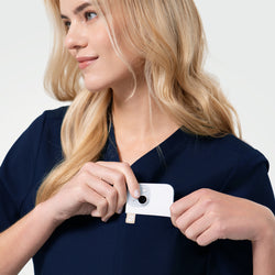 Image of Zenir | Women's Single Pocket Scrub Top - Eco Navy