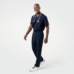 Image of Zenir | Men's Single Pocket Scrub Top - Eco Navy