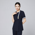 Zenir | Women's Triple Tone Front Zipper Scrub Top - Eco Navy