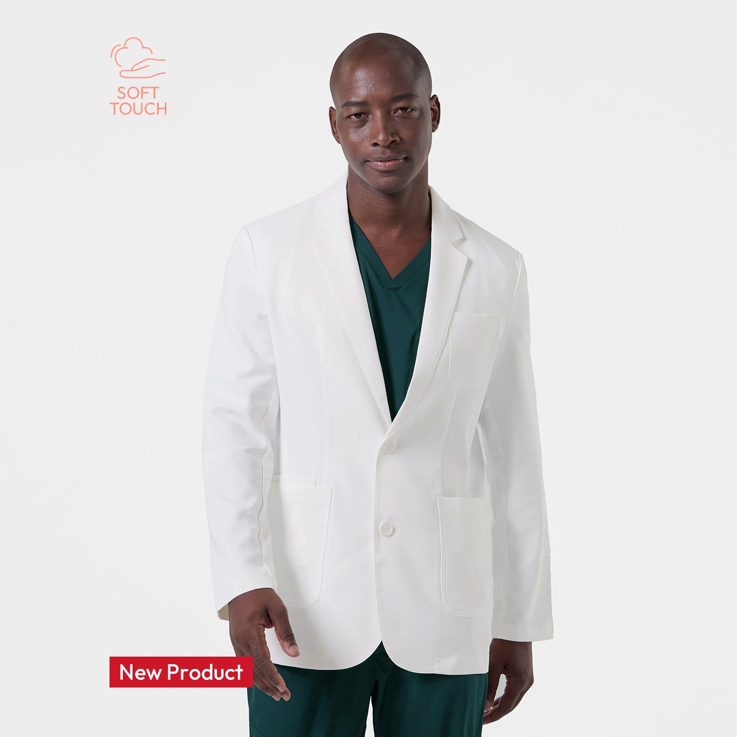 Zenir | Structured Standard Short Lab Coat LCM-201 - Ivory White