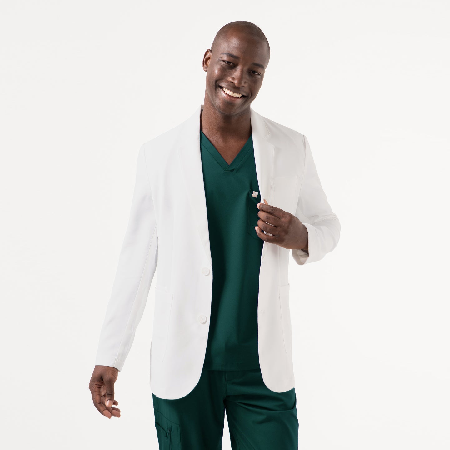 Image of Zenir | Structured Standard Short Lab Coat LCM-201 - Ivory White