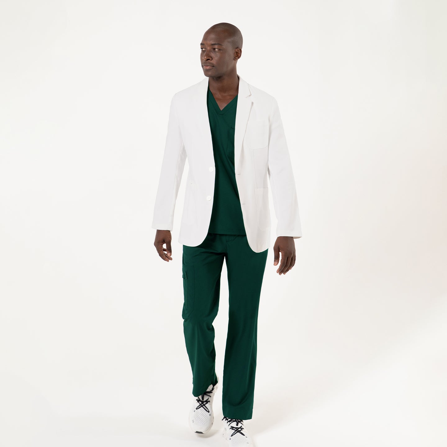 Image of Zenir | Structured Standard Short Lab Coat LCM-201 - Ivory White