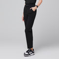 Zenir | Women's Zipper Pocket Split Hem Scrub Pants - Midnight Black