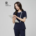 TUL | NS-174 Women's Check Gray Round Collar Office Top - Mir Navy