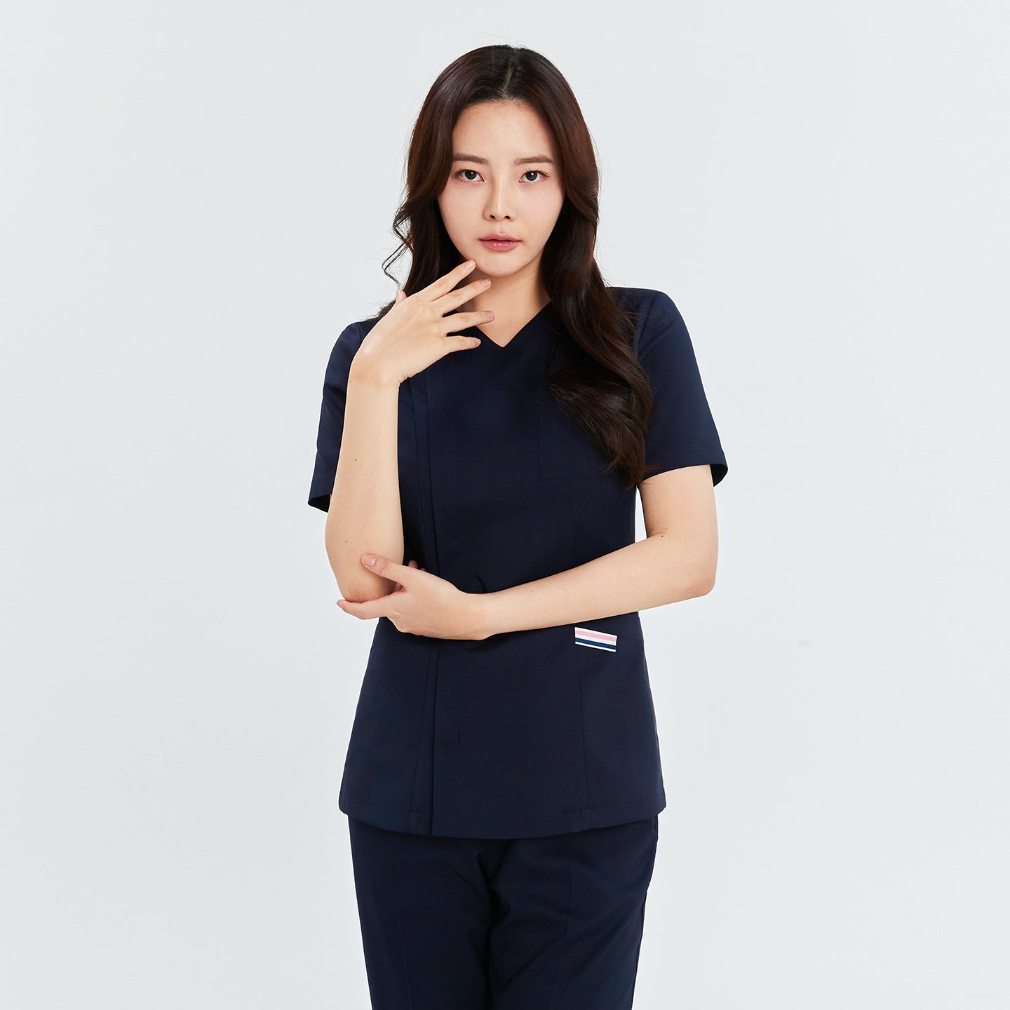 TUL | OS-134 Women's Front Zipper Scrub Top - Mir Navy