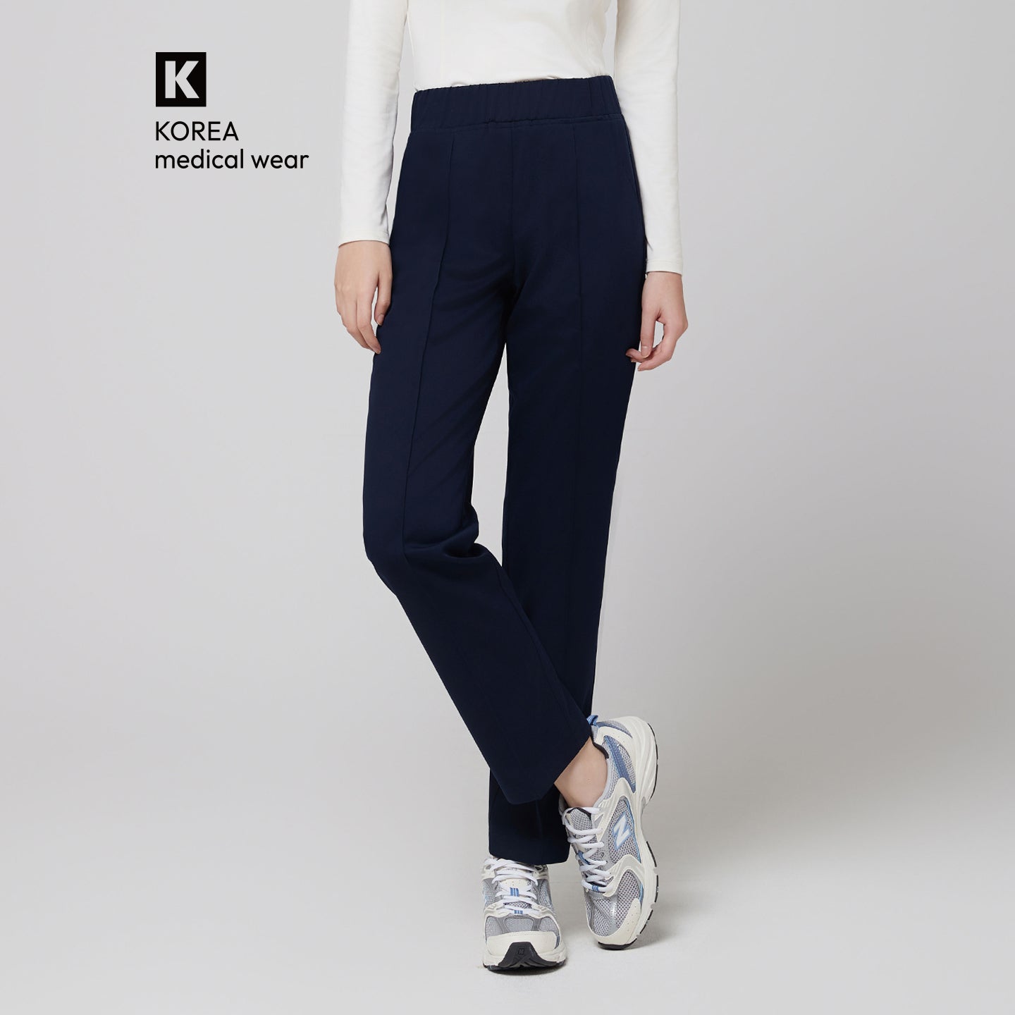 Image of Front view of TUL Women's Premium Banding Pants in Mir Navy, showcasing a tailored fit and premium side band detail.