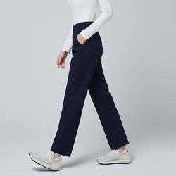 Image of Back view of TUL Women's Premium Banding Pants in Mir Navy, emphasizing the clean, structured silhouette and high-quality fabric.