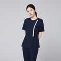 Zenir | Women's Gradient Front Zipper Scrub Top - Eco Navy