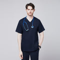Zenir | Men's Front Zipper Scrub Top - Eco Navy