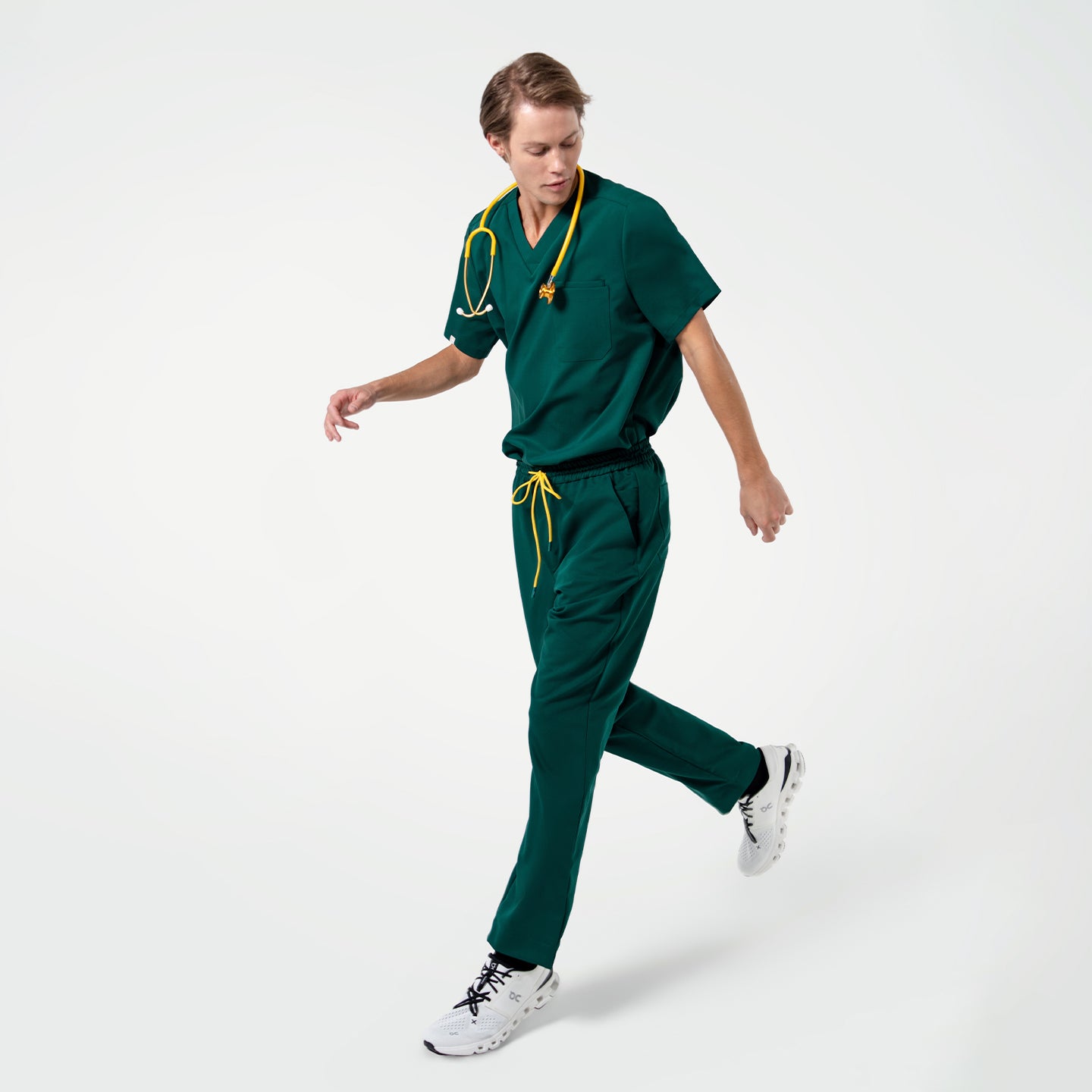 Zenir | Men's 3-Pocket Scrub Top - Pine Green