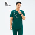 TUL | DS-191 Men's Round Snap Zipper Scrub Top - Pine Green