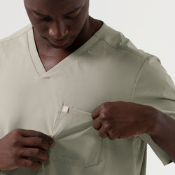 Image of Zenir | Men's Single Pocket Scrub Top - Sand Khaki