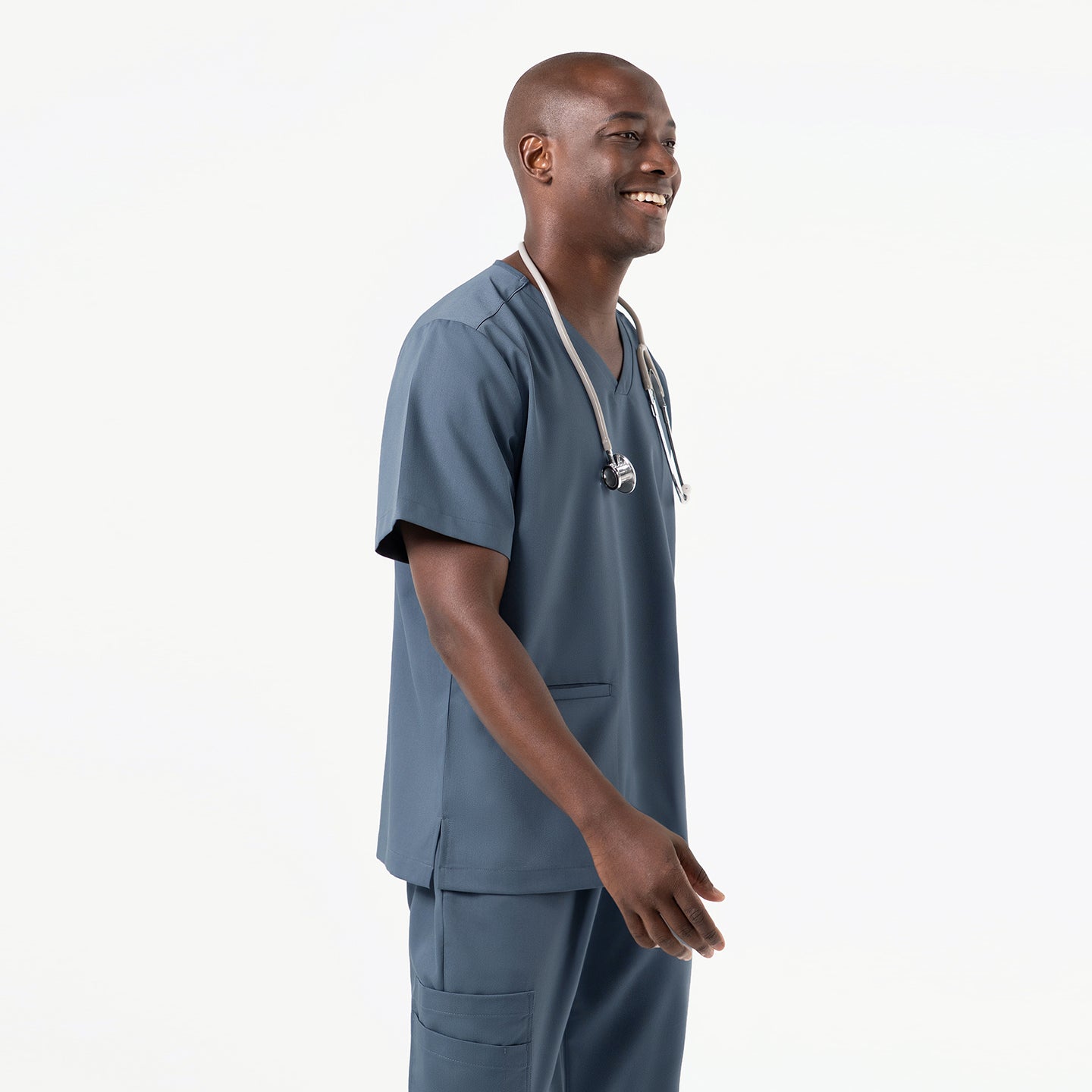 Image of Zenir | Men's Double Pocket Scrub Top - Smoky Blue