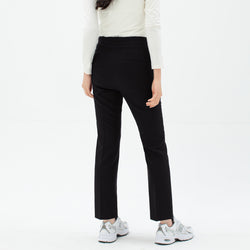 Image of Back view of TUL Women's Comfort Banding Pants in Stretch Black, featuring two rear pockets and a clean, modern design.