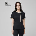 TUL | NS-175 Women's Check Beige Round Collar Office Top - Stretch Black