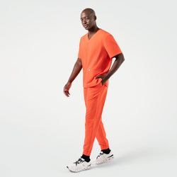 Image of Zenir | Men's Double Pocket Scrub Top - Tiger Orange